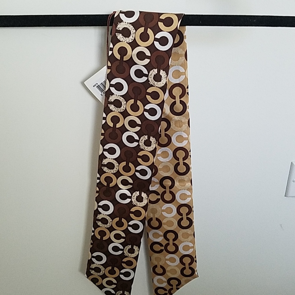 Coach silk stitch op art ponytail scarf in khaki